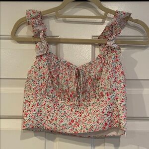 Hello molly Floral Ruffle-Strap Crop Top
